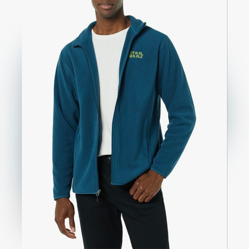 NWT Star Wars Fleece Jacket-Amazon Essentials Men's  Blue Full-Zip Size Large